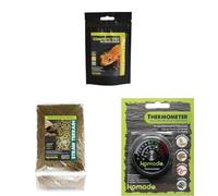 Komodo Crested Gecko Complete Diet Tropical Fruit & Insect 60 g + Straw Terrain Substrate 12 Litre + Analog Thermometer