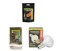 Komodo Crested Gecko Complete Diet Tropical Fruit & Insect 60 g + Straw Terrain Substrate 12 Litre + Basking Spot Lamp ES 100W