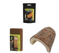 Komodo Crested Gecko Diet 60g + Tropical Terrain Brick + Wooden Hide Large | Nutrition, Natural Substrate & Safe Shelter for Geckos & Reptiles