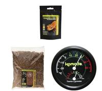Komodo Crested Gecko Diet Papaya Banana Honey 60g + Coconut Terrain 12L + Thermometer Hygrometer