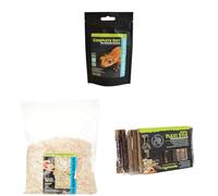Komodo Crested Gecko Diet Tropical Fruit & Insect 60 g, Aspen Bed Terrain 12 L & Flexi Stix Small 240 g (10×21×1 cm) - Gecko Food, Substrate & Habitat Décor Kit