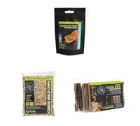 Komodo Crested Gecko Diet Tropical Fruit & Insect 60 g, Coarse Beech Chips 12 L (2.2 kg) & Flexi Stix Small 240 g (10×21×1 cm) - Gecko Food, Substrate & Habitat Décor Kit