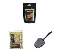Komodo Crested Gecko Diet Tropical Fruit & Insect 60 g, Coarse Beech Chips 12 L (2.2 kg) & Sand Scoop 6 g - Gecko Food, Substrate & Cleaning Kit