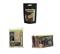 Komodo Crested Gecko Diet Tropical Fruit & Insect 60 g, Coarse Beech Chips 6 L (41×29×10 cm) & Flexi Stix Small 240 g (10×21×1 cm) - Gecko Food, Substrate & Habitat Décor Kit