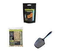 Komodo Crested Gecko Diet Tropical Fruit & Insect 60 g, Coarse Beech Chips 6 L (41×29×10 cm) & Sand Scoop 6 g - Gecko Food, Substrate & Cleaning Kit