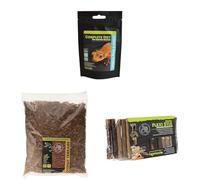 Komodo Crested Gecko Diet Tropical Fruit & Insect 60 g, Coconut Terrain 12 L & Flexi Stix Small 240 g (10×21×1 cm) - Gecko Food, Substrate & Habitat Décor Kit