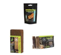 Komodo Crested Gecko Diet Tropical Fruit & Insect 60g + Tropical Terrain Brick + Flexi Stix Brown 240g | Nutrition, Natural Substrate & Habitat Enrichment