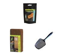 Komodo Crested Gecko Diet Tropical Fruit & Insect 60g + Tropical Terrain Brick + Sand Scoop | Nutrition, Natural Substrate & Easy Cleaning Tool for Reptiles