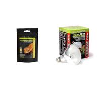 Komodo Crested Gecko Nutrition & Lighting Bundle - Complete Diet Papaya, Banana & Honey 60g + Solar D3 UV Basking Bulb 125W, Heat & Light for Reptile Habitats