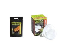 Komodo Crested Gecko Nutrition & Lighting Bundle - Complete Diet Papaya, Banana & Honey 60g + Solar D3 UV Basking Bulb 80W, Heat & Light for Reptile Habitats