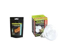 Komodo Crested Gecko Nutrition & Lighting Bundle - Complete Diet Tropical Fruit & Insect 60g + Solar D3 UV Basking Bulb 80W, Heat & Light for Reptile Habitats