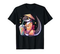 Komodo Dragon Drinking Bubble Tea Japanese Kimono T-Shirt