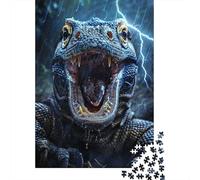 Komodo Dragon Lightning 1000 Piece Jigsaw Puzzle for Adults, 38x26cm/1000pcs, January Puzzle Activity, Relaxing Home Time And A Fresh Start