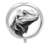 Komodo Dragon Lizard (2) Pill Box 3 Compartment Small Portable Medicine Case Pill Organizer for Pocket Purse