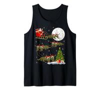 Komodo Dragon Santa Sleigh Flying Funny Magical Christmas Tank Top