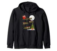 Komodo Dragon Santa Sleigh Flying Funny Magical Christmas Zip Hoodie