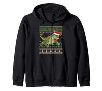 Komodo Dragon Ugly Christmas Sweater Holiday Santa Cute Xmas Zip Hoodie