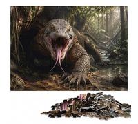 Komodo Dragon with Mouth Open Wooden Jigsaw Puzzle 300 Pieces | Visual matching and sorting: a clear build method on weekends.