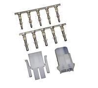 Komodo Electronics 63080 6.35mm 2-pin Wire-to-Wire Crimp Connector Plug + Wire Socket + Crimps, Pack of 5 Compatible With Molex MLX Power