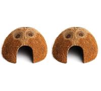 Komodo Habitat Coconut Den for Reptiles Amphibians Small Cave Shelter Hideout Nesting Habitat Safe Durable Natural Look Easy Clean for Terrarium Tank (Pack of 2)