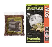 Komodo Habitat Moss 3 L & Basking Spot Bulb 50W - Reptile Substrate and Heating Kit