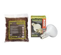 Komodo Habitat Moss 3 L & Basking Spot Lamp ES 100W - Reptile Substrate and Heating Bundle