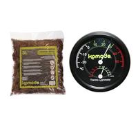 Komodo Habitat Moss 3 L & Combined Thermometer & Hygrometer Analog 0.04 kg - Reptile Substrate and Climate Control Kit