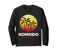 Komodo Indonesia Retro Sunset Palm Trees Long Sleeve T-Shirt