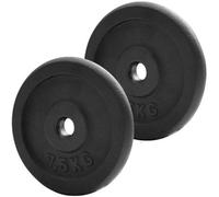 Komodo Set of 2x Cast Iron Weight Plates for 1 Inch Bars (2x 7.5kg)
