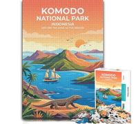 Komodo National Park Travel Poster Jigsaw Puzzle for Adults, 1000 Pieces | During puzzle time: Jigsaw Puzzle - puzzle activity for spare time on weekends.