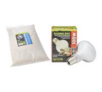 Komodo Natural Sand 5.03 kg & Basking Spot Lamp 100W - Reptile Substrate and Heating Bundle