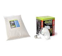 Komodo Natural Sand & Solar D3 UV Basking Bulb 125W - Complete Reptile Habitat Substrate and Lighting Bundle