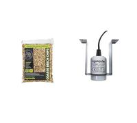Komodo Reptile Habitat Bundle - Coarse Beech Chips Substrate 12L + Ceramic Lamp Fixture with Mounting Bracket (360g), Natural Bedding & Heat-Resistant Lighting for Terrariums