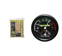 Komodo Reptile Habitat Bundle - Coarse Beech Chips Substrate 12L + Combined Thermometer & Hygrometer, Analog Black (0.04kg), Natural Bedding & Accurate Habitat Monitoring
