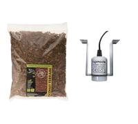 Komodo Reptile Habitat Bundle - Coconut Terrain Substrate 12L (45cm Height) + Ceramic Lamp Fixture with Mounting Bracket (360g), Natural Bedding & Heat-Resistant Lighting for Terrariums