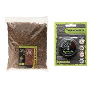 Komodo Reptile Habitat Bundle - Coconut Terrain Substrate 12L (45cm Height) + Solar D3 UV Basking Bulb 125W, Natural Bedding & Heat/Light for Terrariums