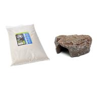Komodo Reptile Habitat Bundle - Natural Sand Substrate 5.03kg + Jungle Canopy Artificial Plant, Safe Bedding & Lifelike Decor for Terrariums & Vivariums