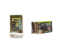 Komodo Reptile Habitat Bundle - Straw Terrain Bedding 12L + Flexi Stix Small Terrarium Decor (240g), Natural Substrate & Enrichment for Reptiles, Amphibians & Invertebrates