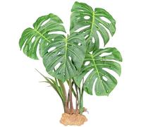 Komodo Reptile Terrarium Monstera Leaf Plant with Weighted Base | Extra Large Realistic Artificial Plant for Terrariums and Aquariums | | 21" Tall with 8" x 7.25" Leaves