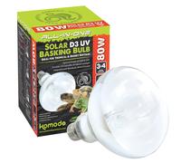 Komodo Solar D3 UV Basking Bulb Heat and Light Bulb for Desert & Tropical Reptile Habitats, Terrarium & Vivarium Lighting 80W