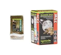 Komodo Straw Terrain 12L Basking Spot Bulb 75W | Natural Reptile Substrate & Adjustable Heating Bundle