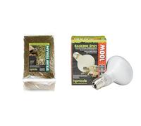 Komodo Straw Terrain 12L Basking Spot Lamp ES 100W | Natural Reptile Substrate & Heating Bundle