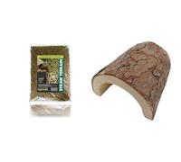 Komodo Straw Terrain 12L Wooden Hide Large | Natural Reptile Bedding & Shelter Bundle