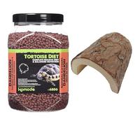 Komodo Tortoise Care Bundle - Complete Holistic Tortoise Diet Dandelion 680g + Wooden Hide Large, Balanced Nutrition & Natural Habitat Setup for Reptiles