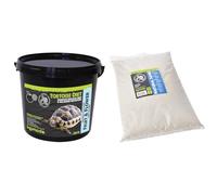 Komodo Tortoise Care Bundle - Complete Holistic Tortoise Diet Fruit & Flower 2kg Tub + Natural Sand Substrate 5kg, Balanced Nutrition & Natural Habitat Setup for Reptiles