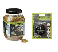 Komodo Tortoise Care Bundle - Complete Holistic Tortoise Diet Fruit & Flower 680g + Analog Thermometer, Balanced Nutrition & Accurate Habitat Temperature Control