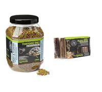 Komodo Tortoise Care Bundle - Complete Holistic Tortoise Diet Fruit & Flower 680g + Flexi Stix Natural Decor 240g, Balanced Nutrition & Enriched Habitat Setup for Reptiles