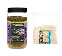 Komodo Tortoise Care Bundle - Complete Holistic Tortoise Diet Salad Mix 340g + Aspen Bed Terrain Substrate 12L, Balanced Nutrition & Natural Habitat Setup for Reptiles