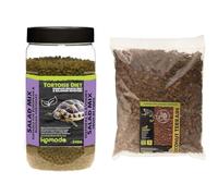 Komodo Tortoise Care Bundle - Complete Holistic Tortoise Diet Salad Mix 340g + Coconut Terrain Substrate 12L, Balanced Nutrition & Natural Habitat Setup for Reptiles