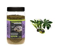 Komodo Tortoise Care Bundle - Complete Holistic Tortoise Diet Salad Mix 340g Tub + Jungle Canopy Artificial Plant, Natural Habitat Decor for Terrariums & Vivariums